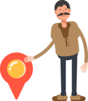 Old Man in Brown Shirt Character and Location Pin png