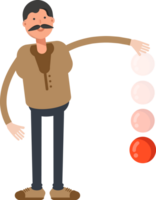 Old Man in Brown Shirt Character Throwing Ball png