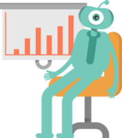 One Eye Monster Character Presenting Bar Chart png