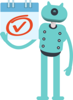 Cute Humanoid Robot Character and Check Mark Sign png