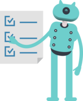 Cute Humanoid Robot Character and Check List Document png