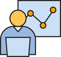 Trader Trading and Working on Laptop and Data Graph Icon png