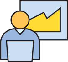 Office Employee Working on Laptop and Data Graph Icon png