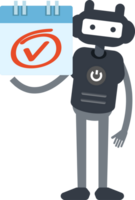 fofa Preto humanóide robô personagem e Verifica marca placa png