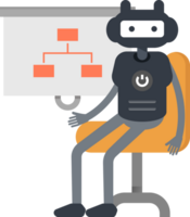 fofa Preto humanóide robô personagem apresentando organização gráfico png