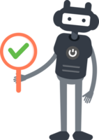 fofa Preto humanóide robô personagem mostrando Verifica marca png