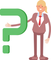 Businesswoman in Suit Character and Question Mark png