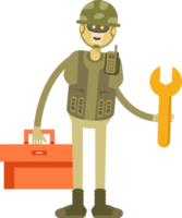 Robot Soldier Character Holding Toolbox and Wrench png