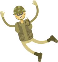 Robot Soldier Character Relaxing and Jumping png
