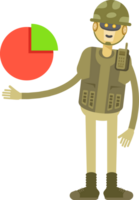 Robot Soldier Character Holding Pie Chart png