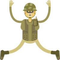Robot Soldier Character Relaxing and Jumping Illustration png