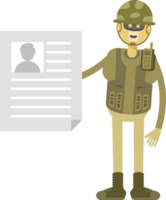 Robot Soldier Character Holding Job Application Document png