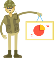 Robot Soldier Character Holding Pie Chart Signage png