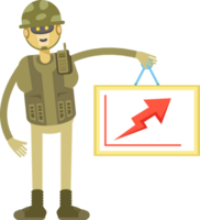 Robot Soldier Character Holding Arrow Chart png