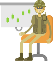 Robot Soldier Character Presenting Candlestick Chart png