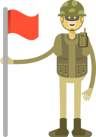 Robot Soldier Character Standing with Flag Pole png