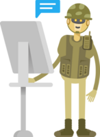 Robot Soldier Character Working on Computer png