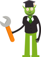 Monster Student Character Using Wrench Tool png