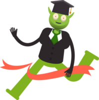 Monster Student Character Running at Finish Line png