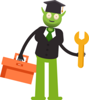 Monster Student Character Holding Toolbox and Wrench png