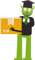 Monster Student Character Holding Box png