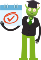 Monster Student Character and Check Mark Sign png