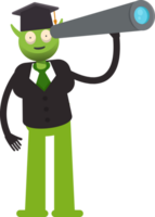 Monster Student Character Using Binoculars png