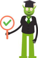 Monster Student Character Showing Check Mark png