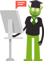 Monster Student Character Working on Computer png