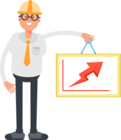 Architect Character Holding Arrow Chart png