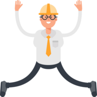 Architect Character Relaxing and Jumping Illustration png