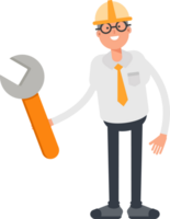 Architect Character Using Wrench Tool png