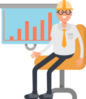Architect Character Presenting Bar Chart png