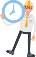 Architect Character Holding Clock png