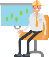 Architect Character Presenting Candlestick Chart png