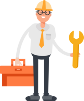 Architect Character Holding Toolbox and Wrench png