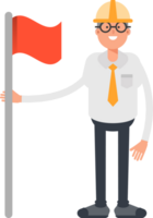 Architect Character Standing with Flag Pole png
