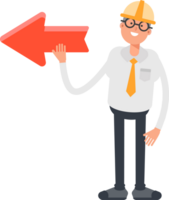 Architect Character and Arrow Sign png