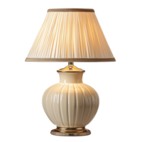 Cream Ceramic Table Lamp with Pleated Shade on transparent background png