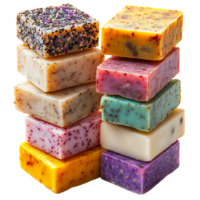 Handmade Soap Stack Colorful Natural on transparent background png