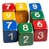 Colorful Number Blocks Fun Learning Toy on transparent background png