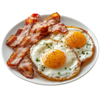 Fried Eggs and Bacon Breakfast Recipe on transparent background png