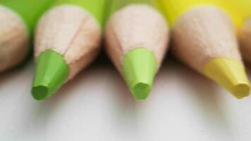 Close-Up View of Vibrant Colored Pencils Tips in Creative Workspace Environment video