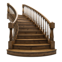 Curved Wooden Staircase Design on transparent background png