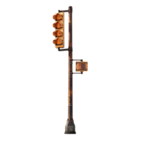 Rusty Traffic Light Old Vintage Signal on transparent background png