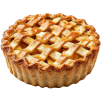 Delicious apple pie dessert with golden crust for bakery concept isolated on transparent background png
