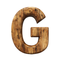 Wooden letter g alphabet font typography design element render isolated on transparent background png