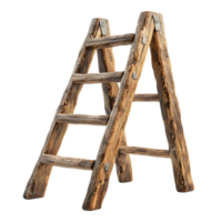 Rustic wooden ladder vintage decor element for home and garden use isolated on transparent background png