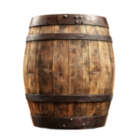 Rustic wooden barrel container cask aged vintage storage object isolated on transparent background png