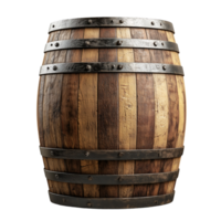 Rustic wooden barrel container for wine or whiskey storage concept isolated on transparent background png
